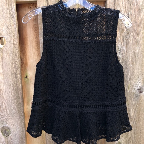 Black lace ruffle blouse - Picture 4 of 9